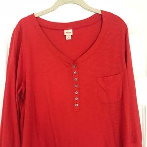 Women’s  red Henley style -  excellent 16/18